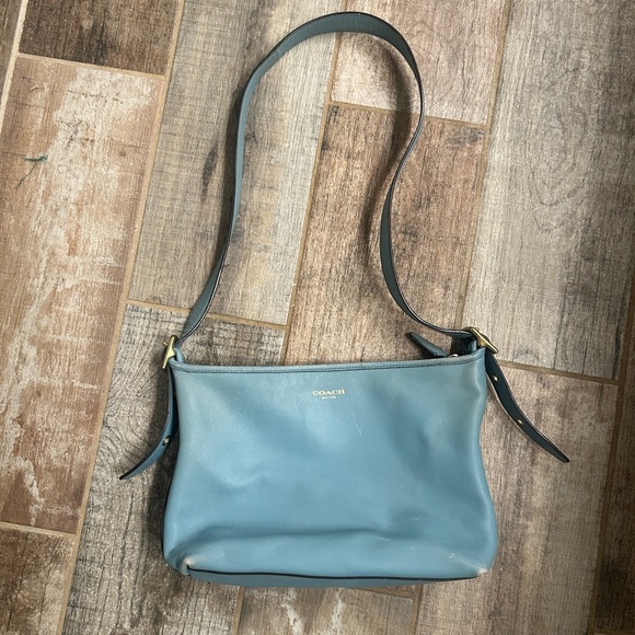 Coach Handbags - Coach Slate Blue Leather Crossbody Bag- See Pics